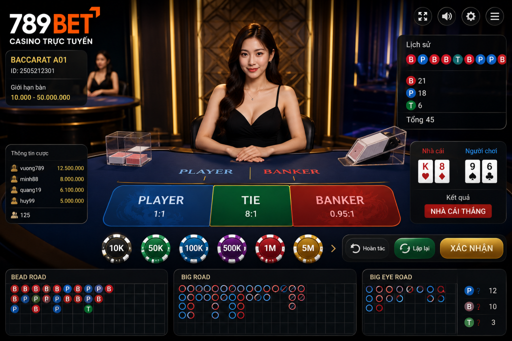 Bàn Baccarat trực tiếp tại Casino 789BET