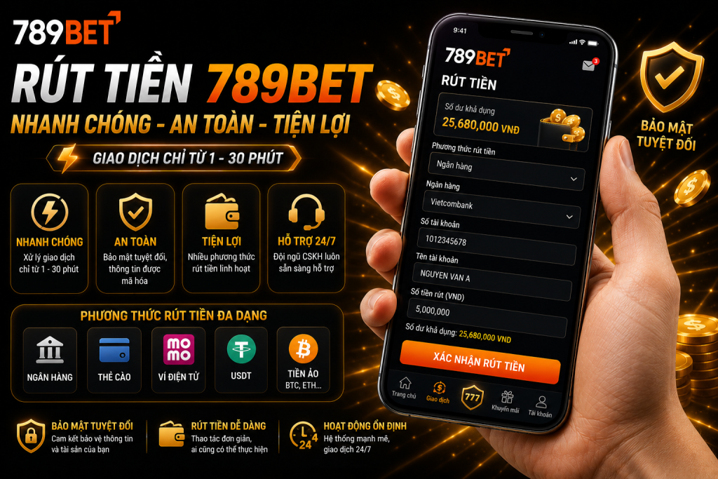 Người dùng thực hiện rút tiền 789BET trên điện thoại